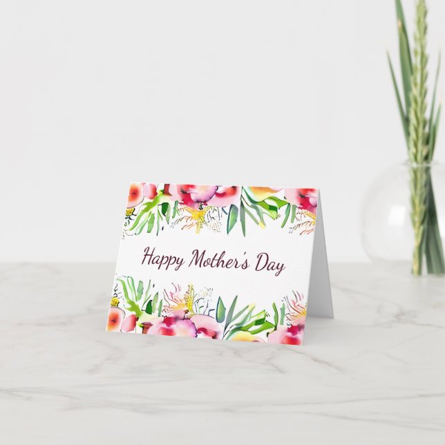 Spring watercolor floral frame custom card (Front)