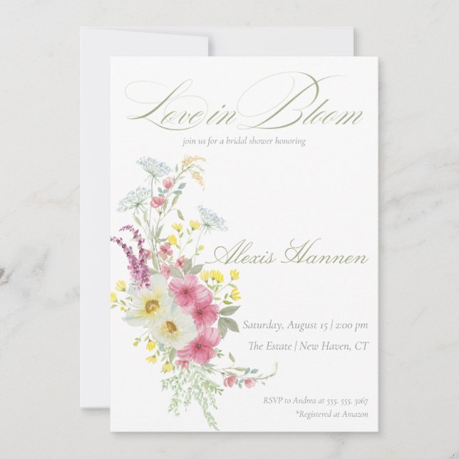 Spring Watercolor Floral  Invitation (Front)