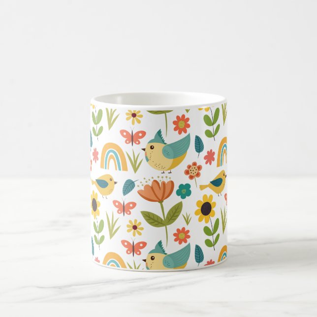 Spring watercolor floral Pattern   Coffee Mug (Center)
