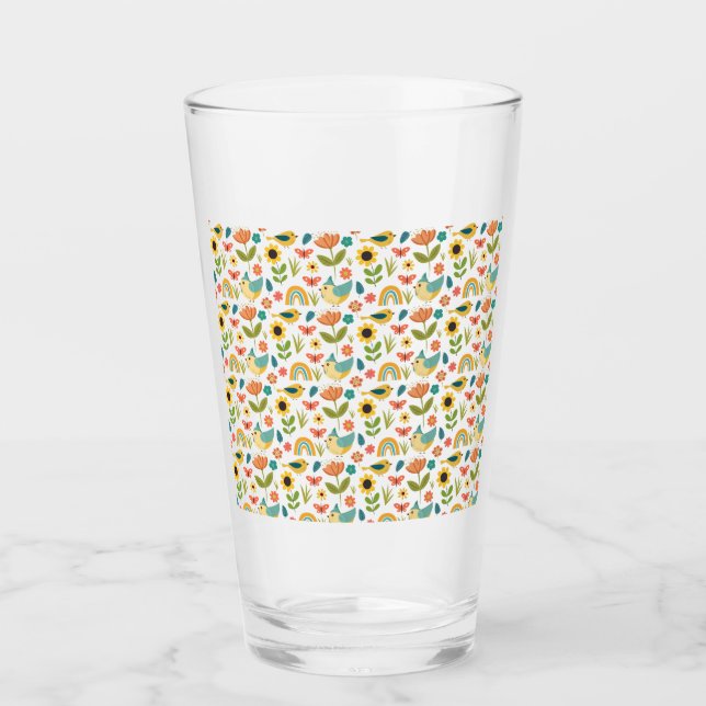 Spring watercolor floral Pattern  Glass (Front)