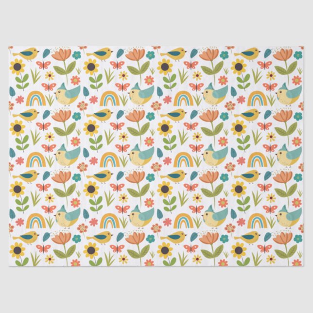 Spring watercolor floral Pattern  Tissue Paper (Front)