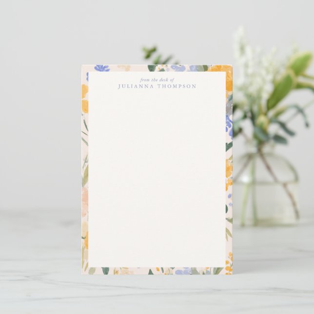 Spring Watercolor Floral Personalized Desk Name Card (Standing Front)
