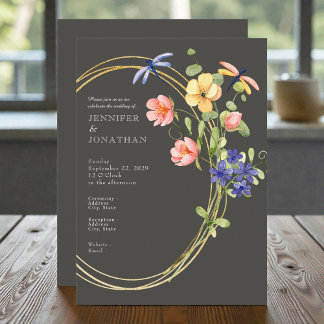 Spring Watercolor Floral Wedding Invitation