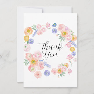 Spring Watercolor Floral Wedding Thank You Card