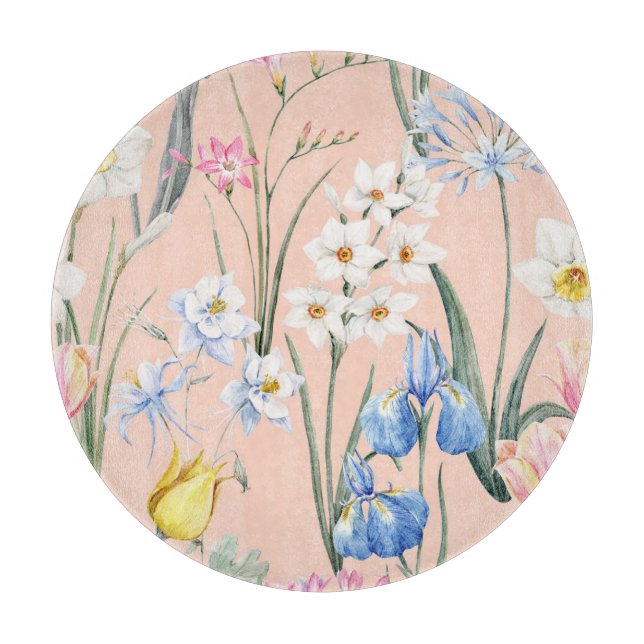 Spring watercolor florals, retro wallpaper. cutting board (Front)