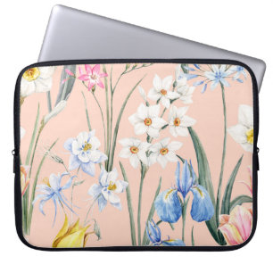 Spring watercolor florals, retro wallpaper. laptop sleeve