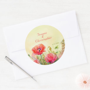 Spring Watercolor Flower Boho Wedding Classic Round Sticker