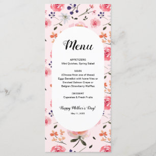 Spring Watercolor flowers Mother's Day Menu