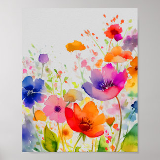 Spring Watercolor flowers, Nature Lover Poster