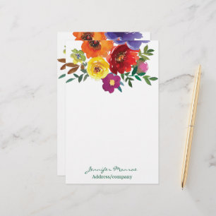 Spring watercolor flowers personalised stationery