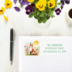 Spring Watercolor Fox Return Address