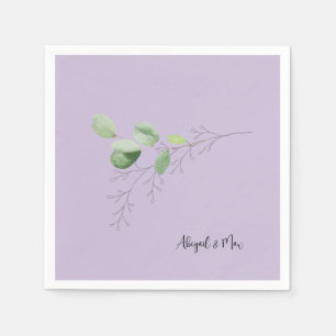 Spring Watercolor Hand-drawn Foliage Lavender Napkin
