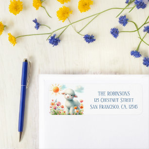 Spring Watercolor Lamb Return Address