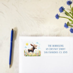 Spring Watercolor Moose Return Address
