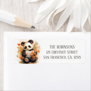 Spring Watercolor Panda - Return Address