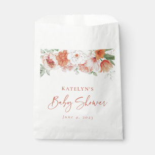 Spring Watercolor Peach Floral Girl Baby Shower Favour Bags