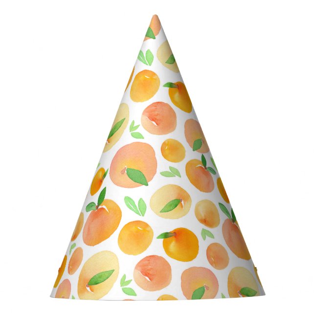 Spring Watercolor Peaches Pattern Party Hat (Front)