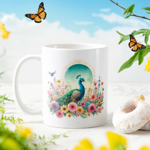 Spring Watercolor Peacock - Kid Mug