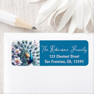 Spring Watercolor Peacock Return Address