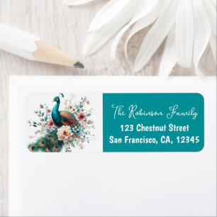 Spring Watercolor Peacock Return Address