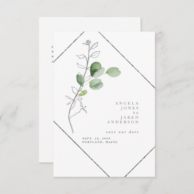 Spring Watercolor & Pencil Foliage Save The Date (Front/Back)