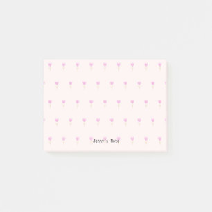 Spring Watercolor Pink Flower Tulip Custom Name Post-it Notes