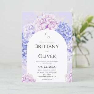 Spring Watercolor Purple & Pink Floral Wedding Invitation