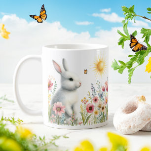 Spring Watercolor Rabbit - Customized Kid Coffee Mug