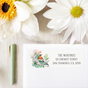 Spring Watercolor Robin Bird Return Address