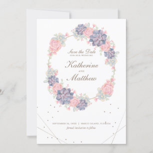 Spring Watercolor Succulents Wedding Save The Date