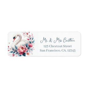 Spring Watercolor Swan Return Address