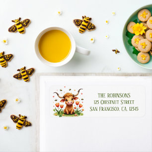 Spring Watercolor Texas Longhorn Calf 