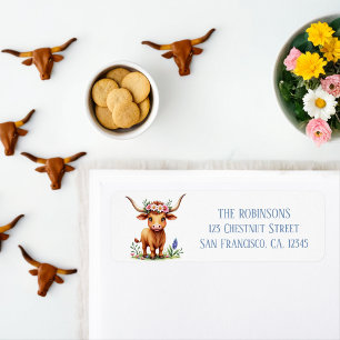 Spring Watercolor Texas Longhorn Calf 