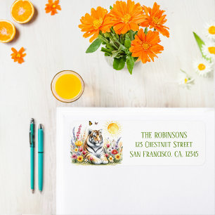 Spring Watercolor Tiger Return Address