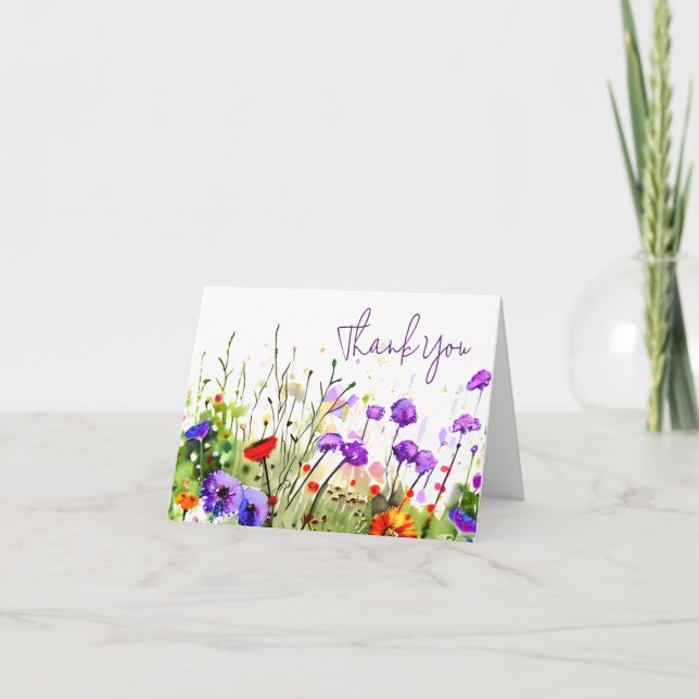 Spring watercolor wildflowers customisable card (Front)