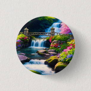 Spring Waterfall 1 3 Cm Round Badge