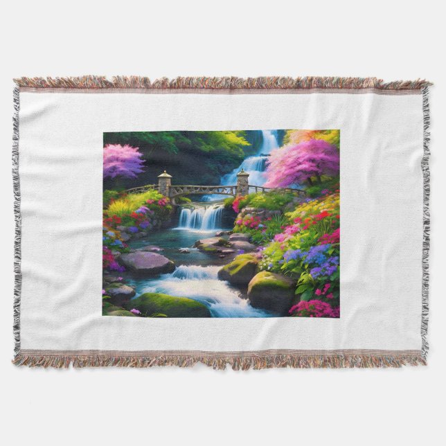 Spring Waterfall 1 Throw Blanket (Front)