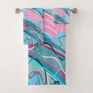 Spring Waters Abstract Print Bath Towel Set