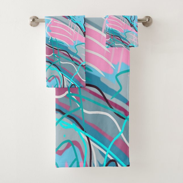 Spring Waters Abstract Print Bath Towel Set (Insitu)
