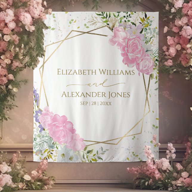 Spring Wedding Backdrop Pastel Colour Wildflower Tapestry (Creator Uploaded)