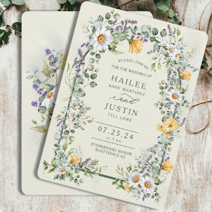 Spring Wedding Colourful Wildflower Floral Trendy Invitation