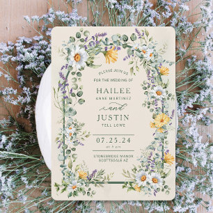 Spring Wedding Colourful Wildflower Floral Trendy Invitation