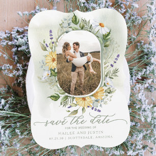 Spring Wedding Colourful Wildflower Floral Trendy Save The Date