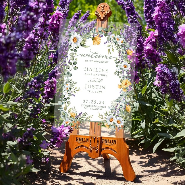 Spring Wedding Colourful Wildflower Floral Welcome Acrylic Sign (Creator Uploaded)