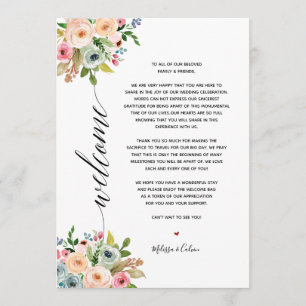 Spring Wedding Elegant Calligraphy Itinerary card