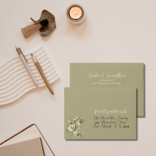 Spring Wedding Floral Sage Green Wedding  Envelope