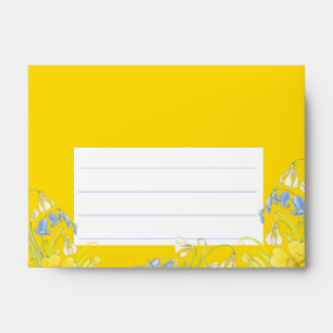 Spring wedding flower art yellow blue bright envelope