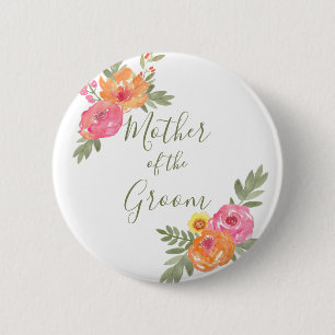 Spring Wedding flowers Mother of the Groom 6 Cm Round Badge