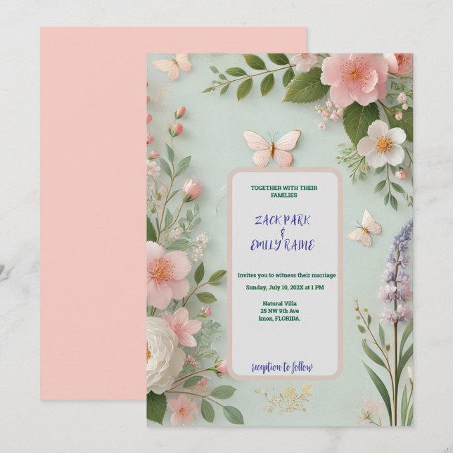 Spring wedding invitation (Front/Back)