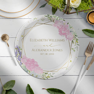 Spring Wedding Paper Plate Pastel Colour Wildflowe